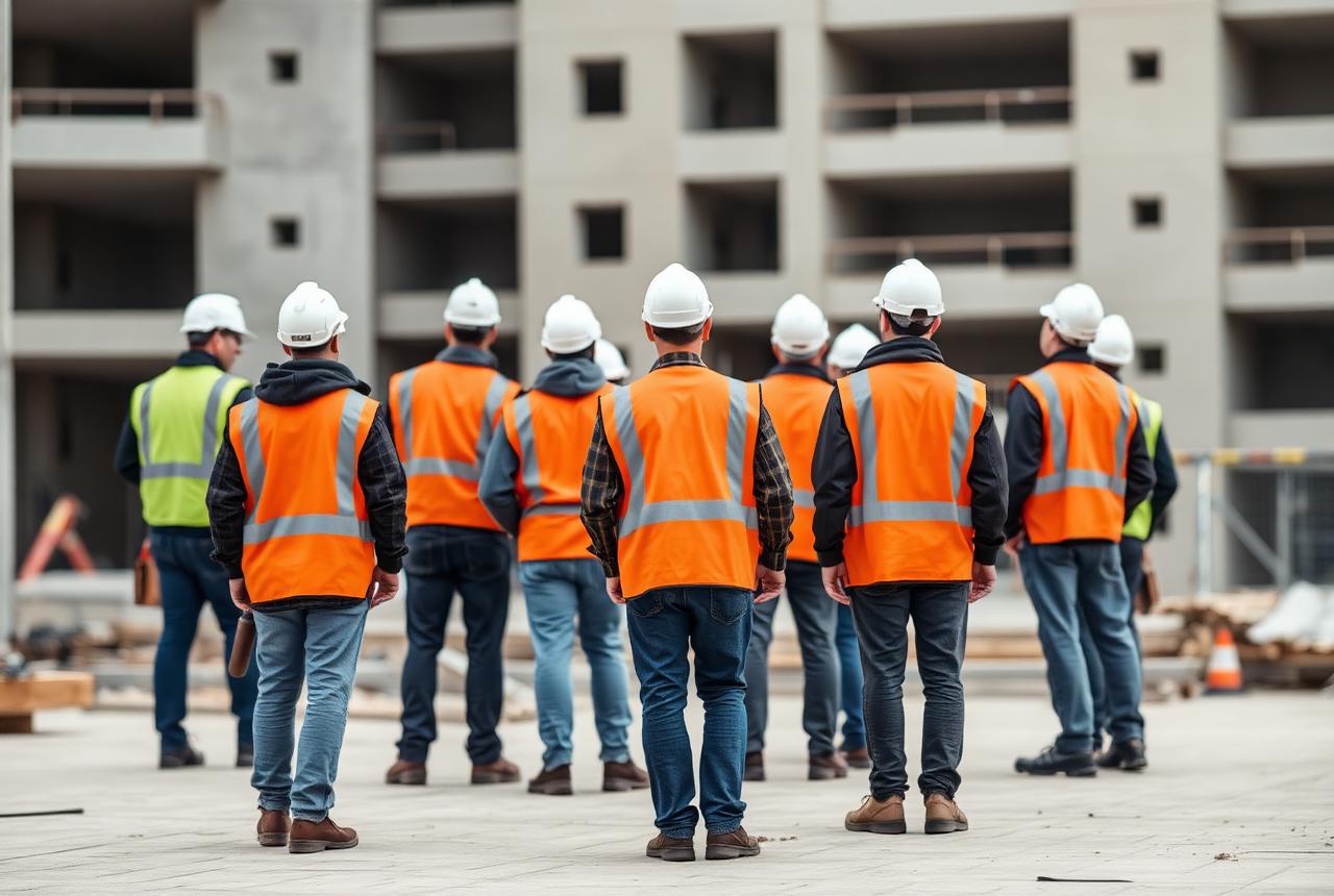 Skilled manpower and construction personnel on site